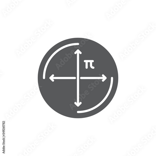 circle diameter vector icon symbol education isolated on white background