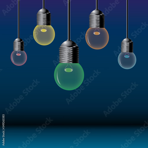 colored bulb, colored bulb background, vector bulb