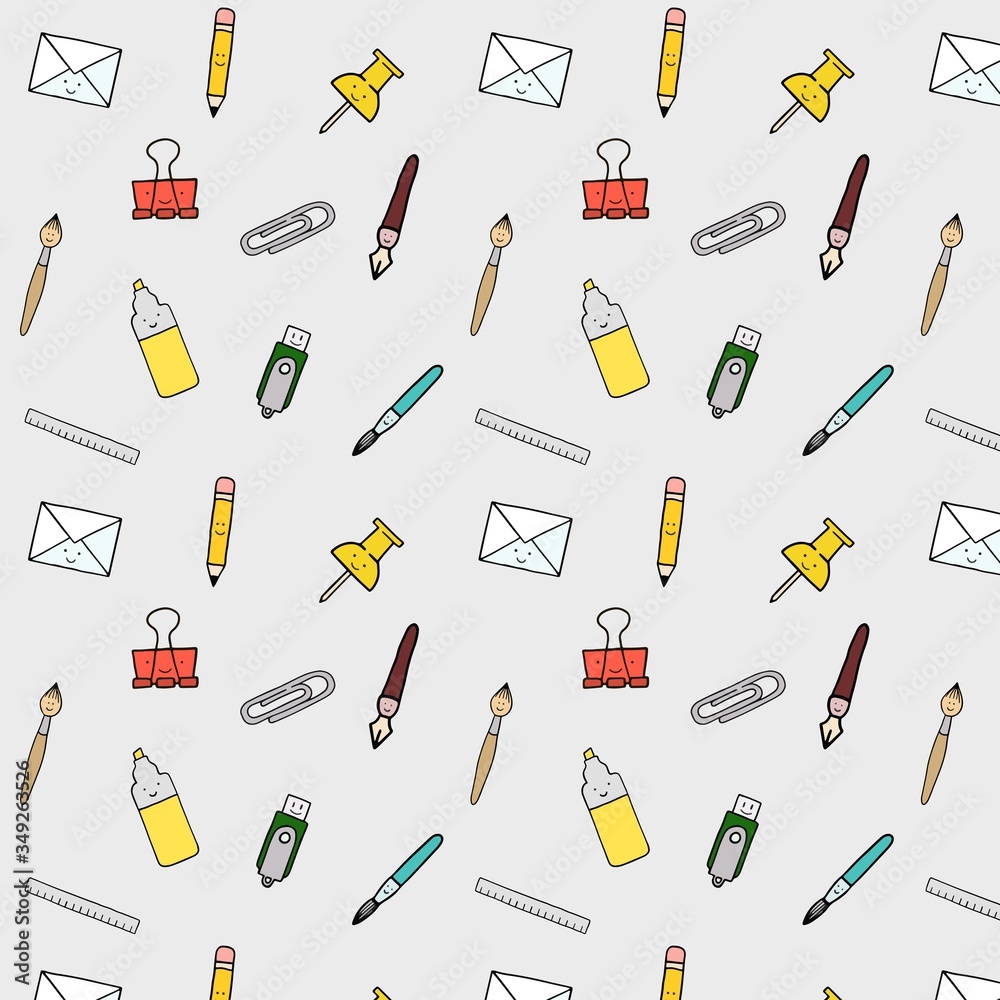 seamless pattern with stationery supply tools seamless pattern with stationery supply tools