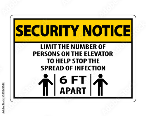 Security Notice Elevator Physical Distancing Sign Isolate On White Background,Vector Illustration EPS.10
