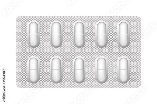 Tablet plate. Medical pills. 3D drugs medicine capsules and vitamins, healthcare pharmacy tablets. 