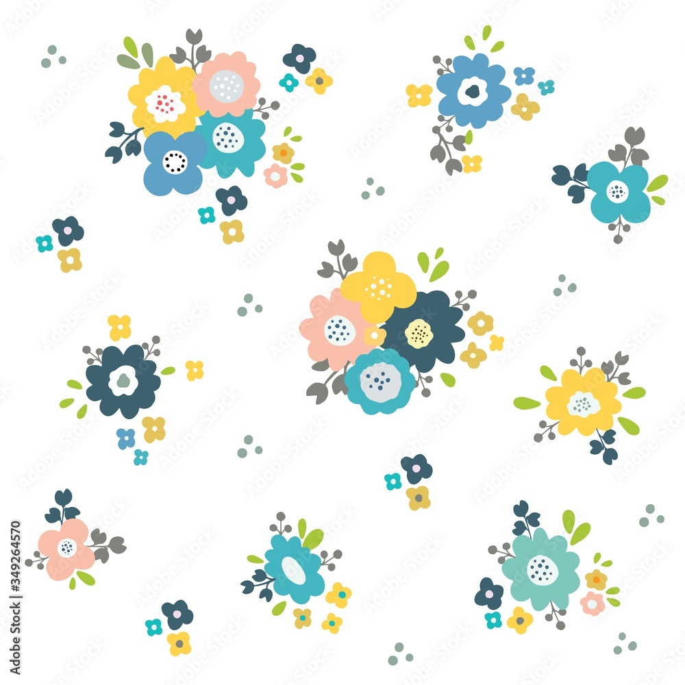set of colorful flowers set of colorful flowers