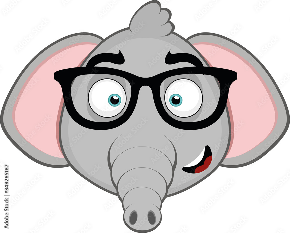 Vector illustration of the face of a cute cartoon elephant with glasses
Vector illustration of the face of a cute cartoon elephant with glasses