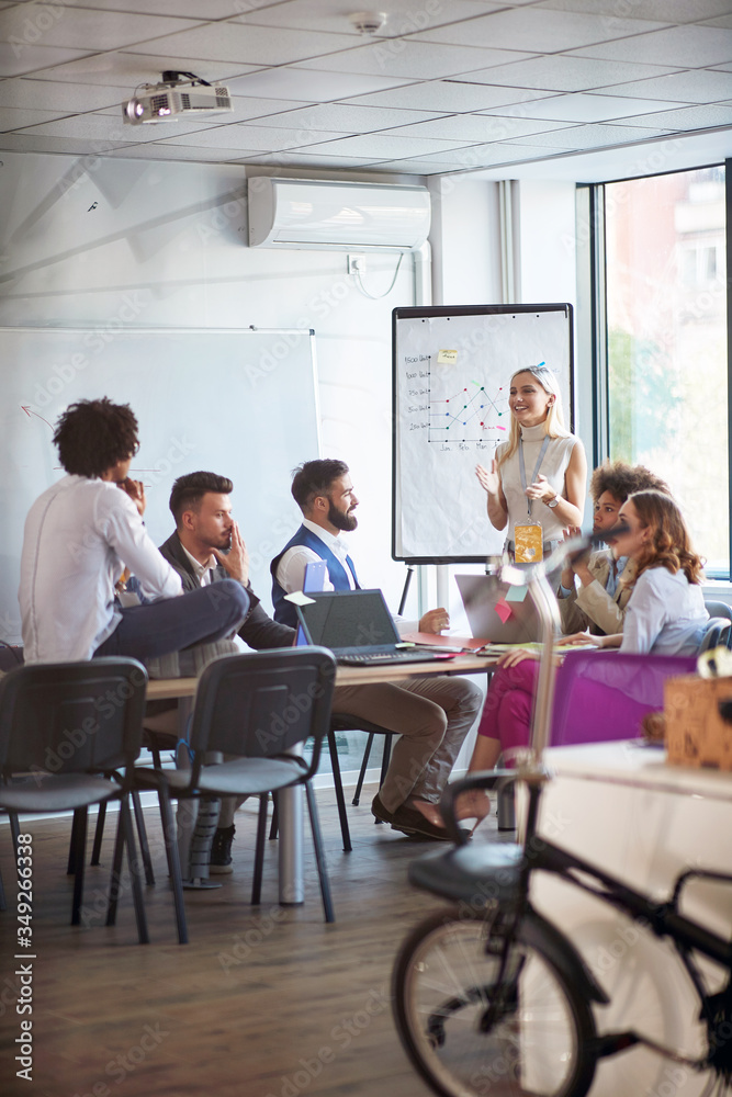 Casual meeting taking place between successful people