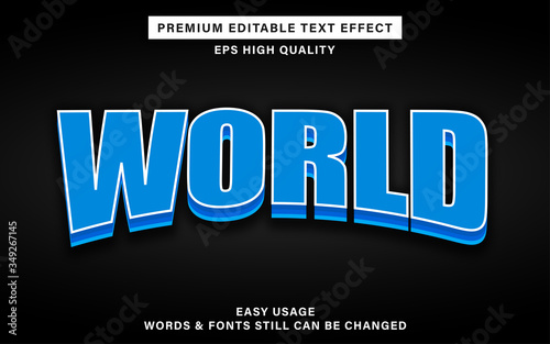 editable text effect - world