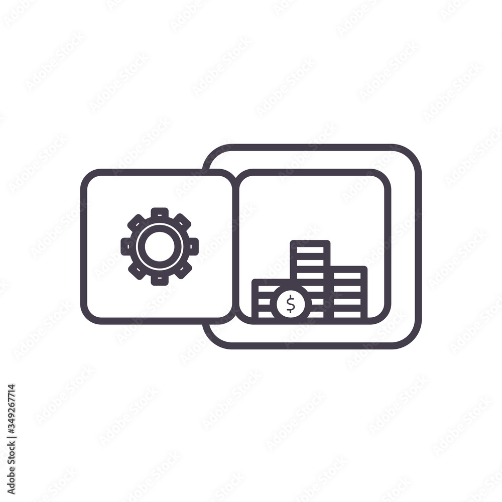 coins inside strongbox line style icon vector design coins inside strongbox line style icon vector design
