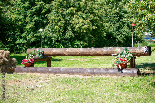 A cross-country a Log fences obstacles in a cross country event