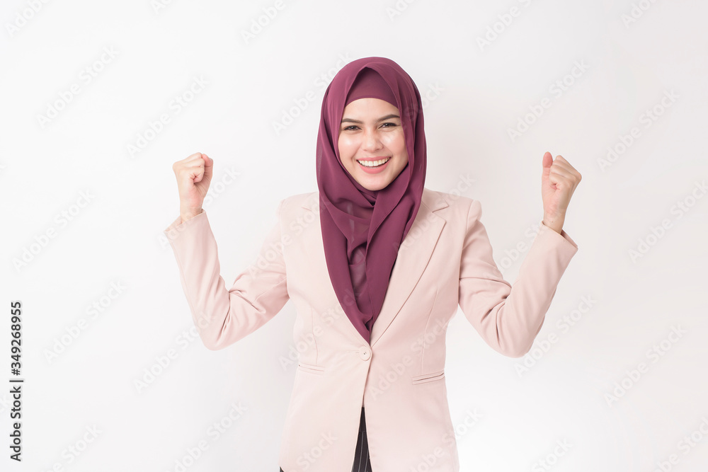 Beautiful business woman with hijab portrait on white background Beautiful business woman with hijab portrait on white background