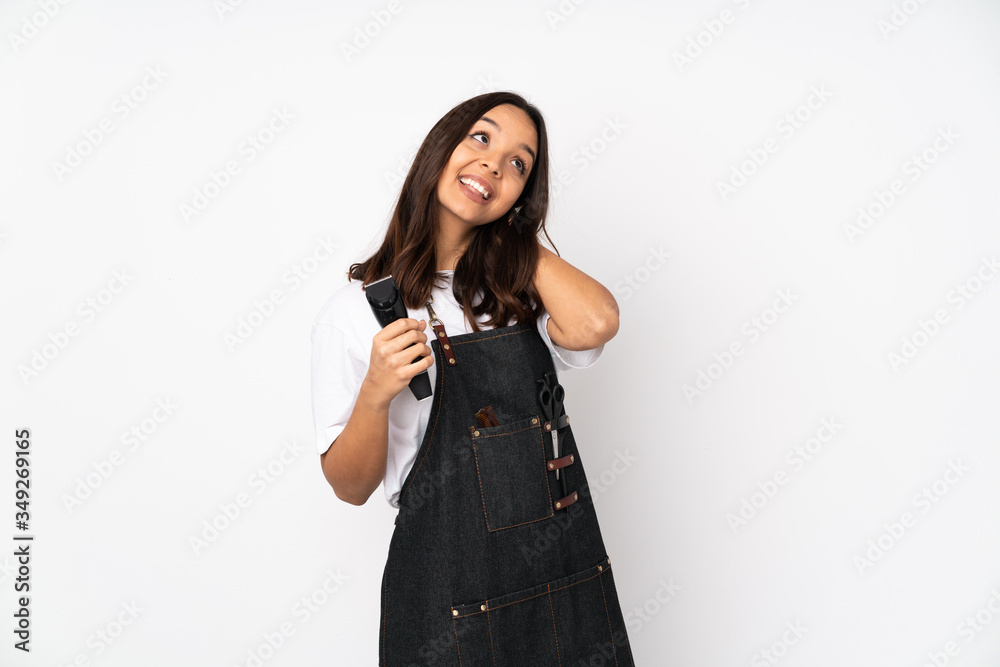 Young hairdresser woman isolated on white background thinking an idea Young hairdresser woman isolated on white background thinking an idea