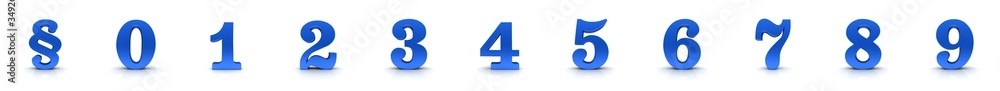 Paragraph article numbers 0 1 2 3 4 5 6 7 8 9 numbering numeration set blue 3d Paragraph article numbers 0 1 2 3 4 5 6 7 8 9 numbering numeration set blue 3d