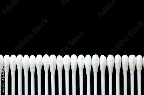 White cotton buds are arranged