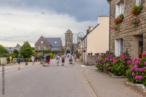 Locronan, France. Colorful medieval Prieure street photo