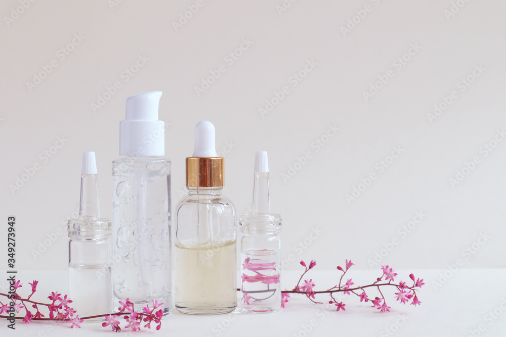 Bottle for cosmetic products without a label. The concept of skin care face. Bottle for cosmetic products without a label. The concept of skin care face.