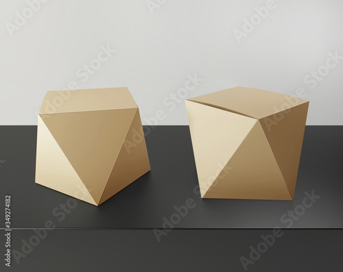 Elegant box for jewelry in different angles. 3D render.