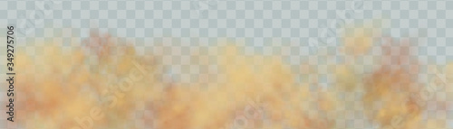 Dust cloud with particles with dirt,cigarette smoke, smog, soil and sand  particles. Realistic vector isolated on transparent background. Concept house cleaning, air pollution,big explosion.