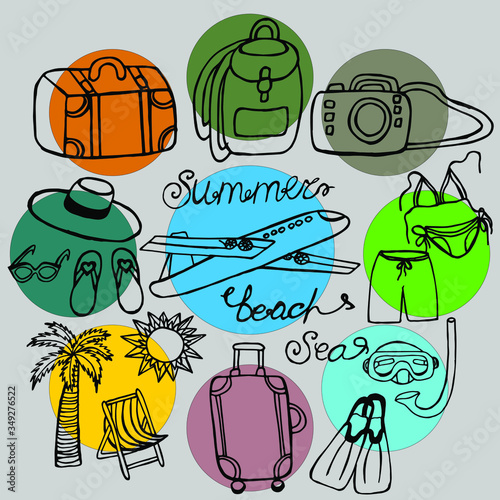 Bright pattern on the theme of summer vacation / travel.