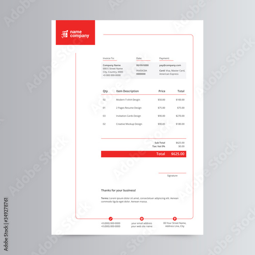 Clean And Corporate Invoice Template Design