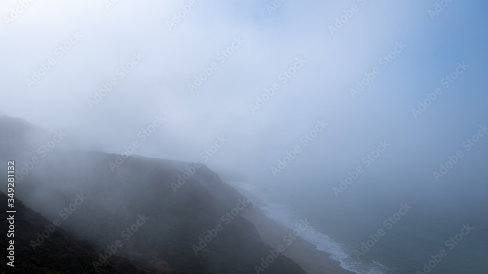 coast in the mist along the highway 101