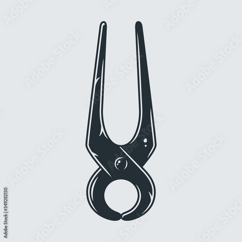 Silhouette of pair tongs for carpenter wood work