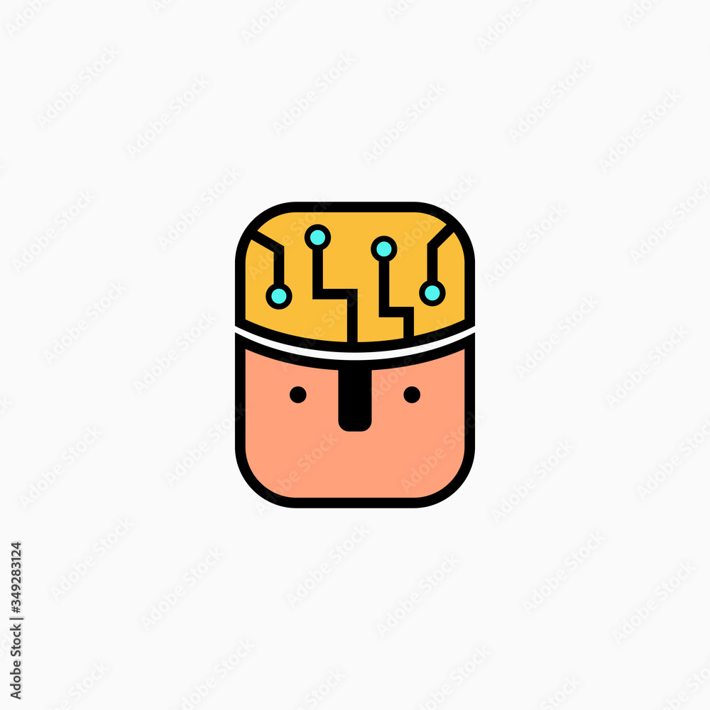 Artificial intelligence head & brain icon. Vector AI technology concept ...