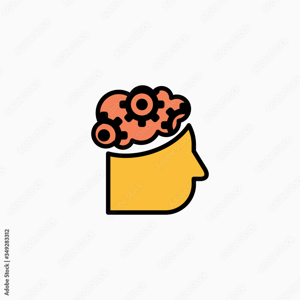 Artificial intelligence head & brain icon. Vector AI technology concept ...