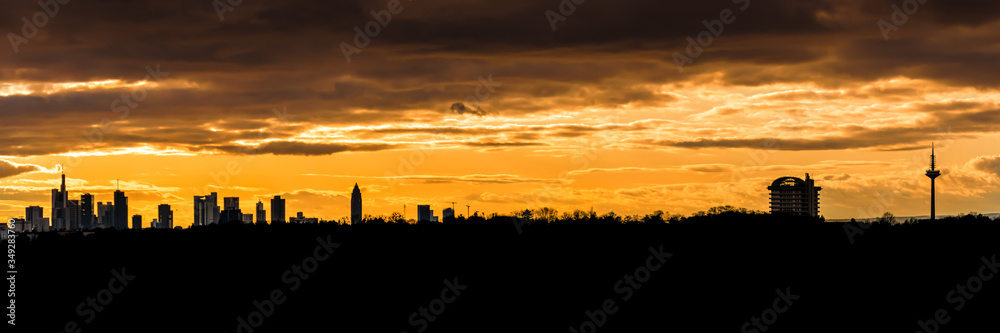 Frankfurt panorama during the golden hour