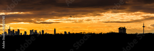Frankfurt panorama during the golden hour