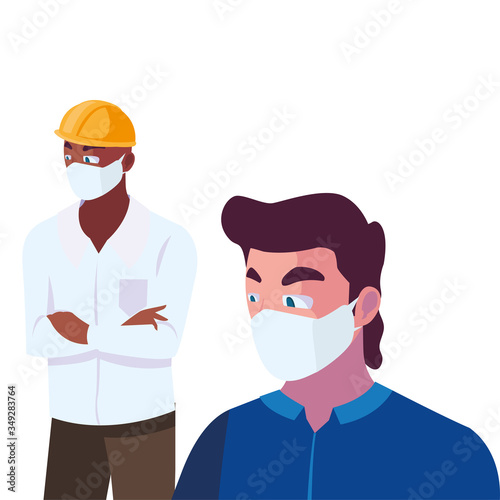 engineer and operator using mask photo