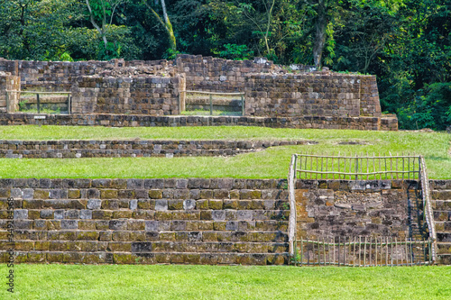 Acropolis and ball court in Quirigua, Gutemala, Latin America photo