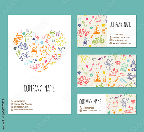 Wallpaper Mural  flyer, business card, banner, brochure vector template with doodle children drawing Torontodigital.ca