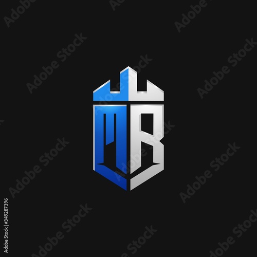 MR initials shield logo monogram designs modern templates.