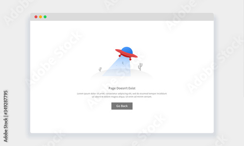 Modern flat design concept of flying ufo, page doesn't exist for website and mobile website. empty states page template