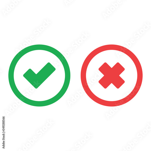 Check mark icons, x or tick approve. vector icon for apps and websites.