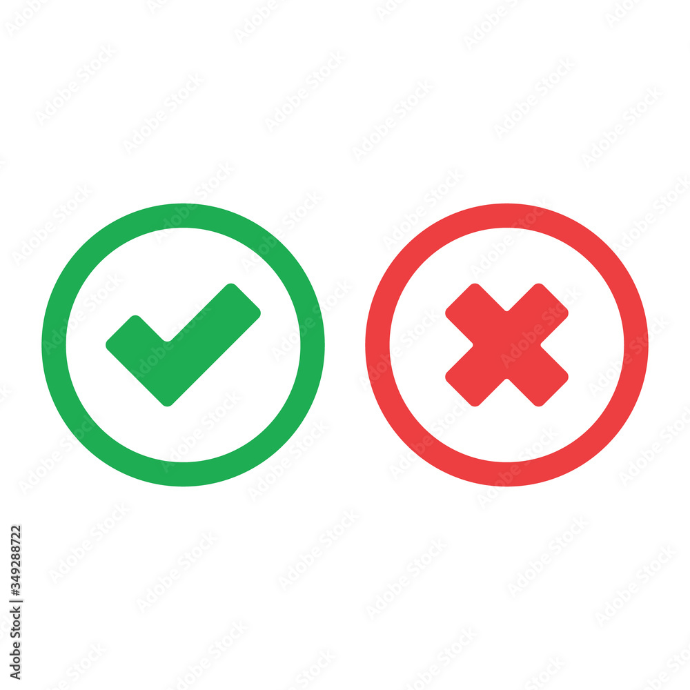 Check mark icons, x or tick approve. vector icon for apps and websites. Check mark icons, x or tick approve. vector icon for apps and websites.
