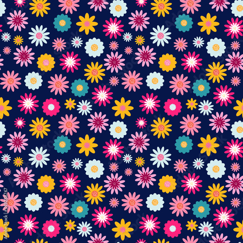 Seamless Pattern Background with Flowers. Vector Illustration