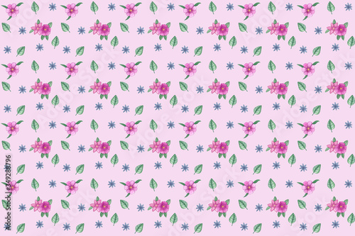 Watercolor hand drawn flower summer pink pattern. © Maria