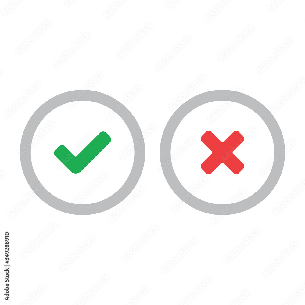 Check mark icons, x or tick approve. vector icon for apps and websites. Check mark icons, x or tick approve. vector icon for apps and websites.