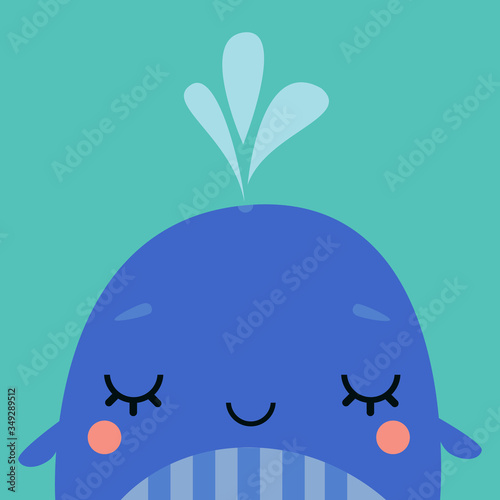 Cute Whale Portrait Vector Illustration
