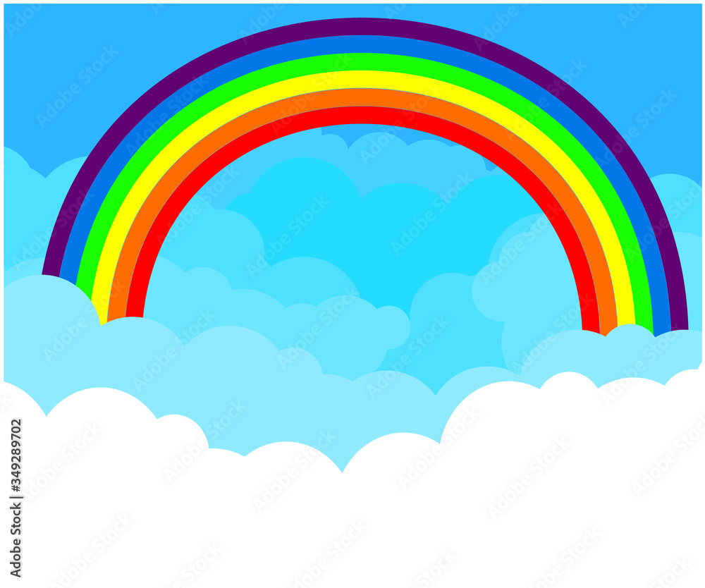background blue gradient sky with clouds and rainbow vector illustration with air effect. cartoon cloud with place for text. Vector template
background blue gradient sky with clouds and rainbow vector illustration with air effect. cartoon cloud with place for text. Vector template