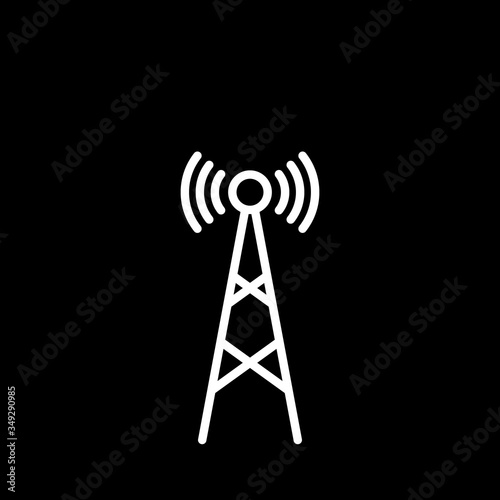 Radio tower with waves for broadcast transmission. Vector