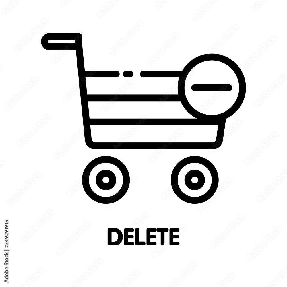 Icon Delete from basket outline style icon design illustration on white background Icon Delete from basket outline style icon design illustration on white background