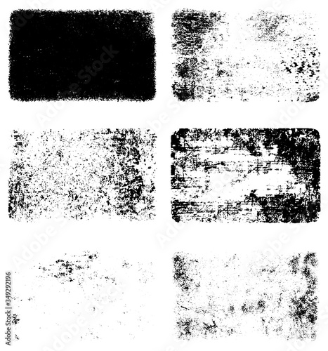 A set of grunge textures. Black and white backgrounds of dirt and dust. Abstract monochrome backdrop