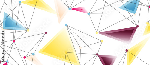 Line points connections, triangular technology design. Abstract geometric background