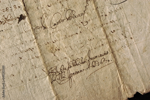 Old document in Latin and Polish – AD 1670 – nice calligraphy. Stary dokument po łacinie i po polsku – 1670 rok – ładna kaligrafia.
 photo