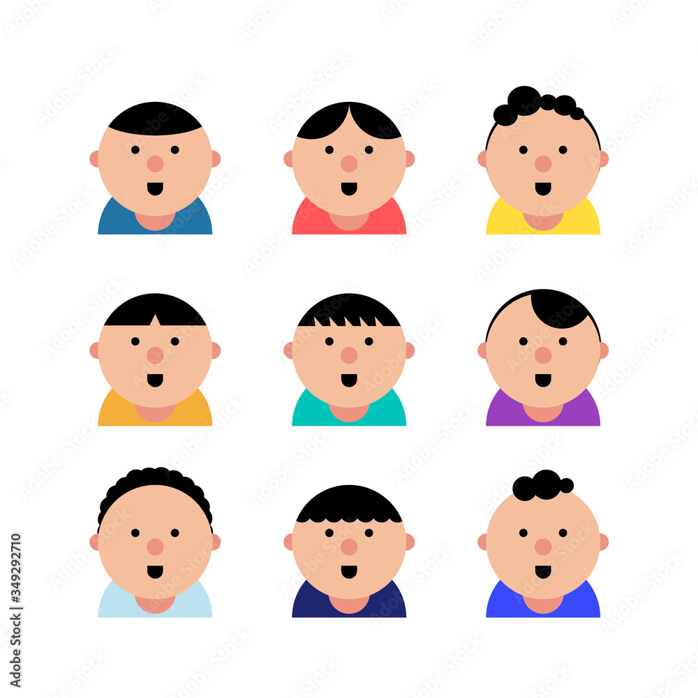 Boys character set, Avatar icons in flat design, Isolated, vector illustration Boys character set, Avatar icons in flat design, Isolated, vector illustration
