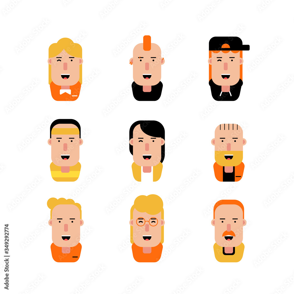 Character set, Avatar icons in flat design, Isolated, vector illustration Character set, Avatar icons in flat design, Isolated, vector illustration