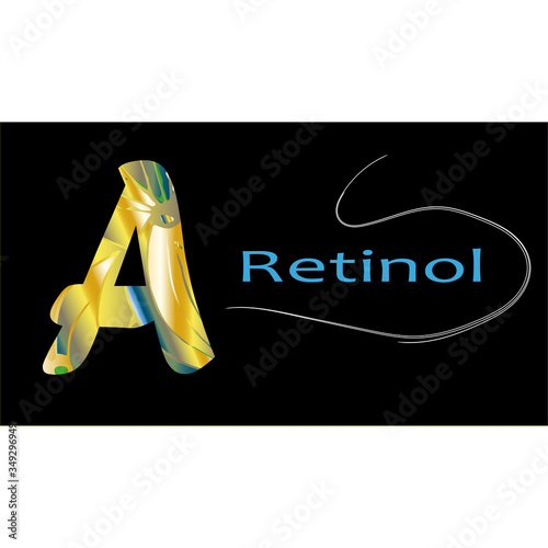 Vitamin A, retinol, Patterned A Letter, Logo Design on a black background
