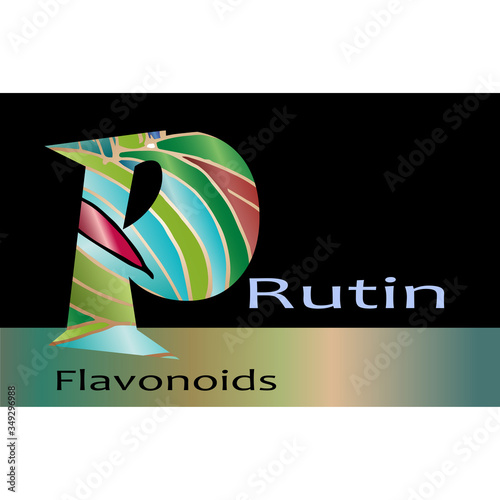 Vitamin P, rutin, Patterned P Letter, Logo Design on a black background