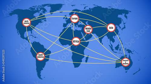 Schematic map of the world network cable communication system.