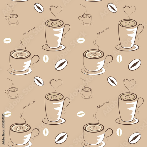 Seamless pattern  style coffee theme. Coffee illustration elements. Food and drink concept. 